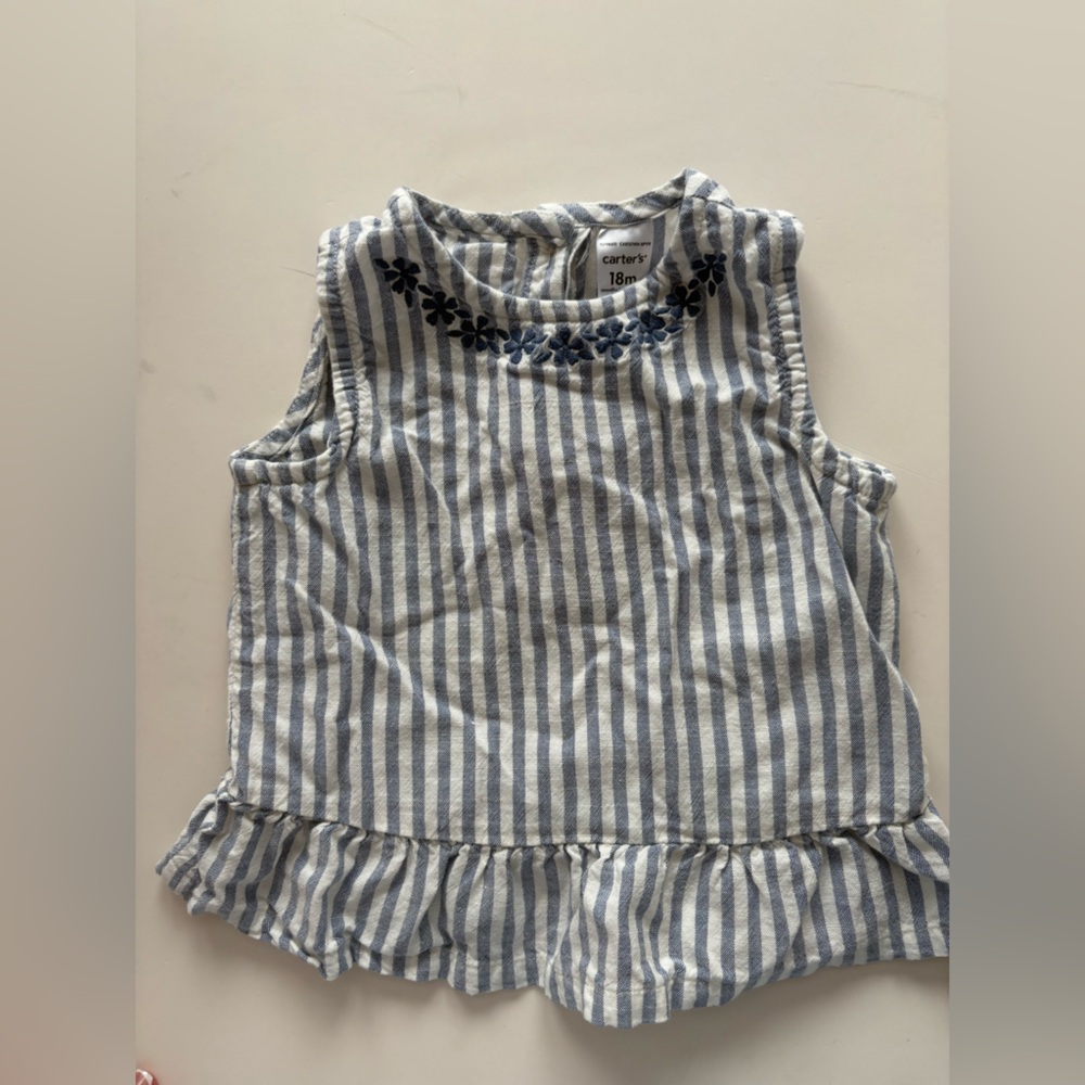 Carter's Blue and White Striped Baby top